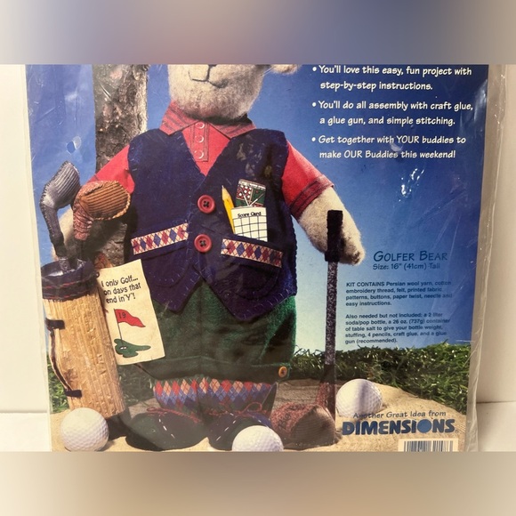 NEW VTG 1998 Dimensions Bottle Buddies 16 Golfer Bear 62148 - Picture 3 of 7
